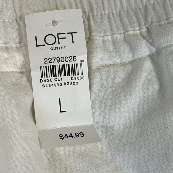 NEW W/Tag Ann Taylor Loft Outlet Wm Shorts Eyelet Trim White Linen Blend SZ‎ LG - Picture 6 of 13